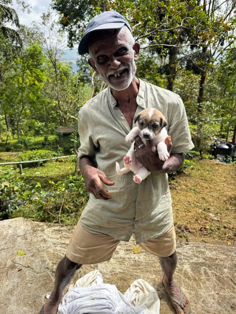 Friendly local farmer in Sri Lanka's tea country at Madulkelle Tea & Eco Lodge.