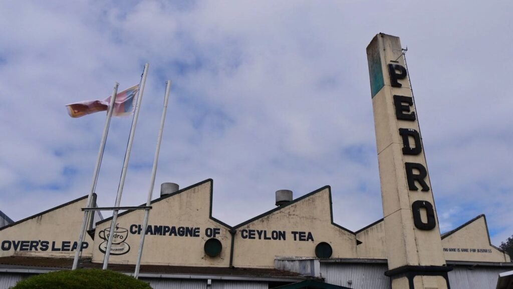 Pedro Tea Estate Factory standing starkly near Lover's Leap in Nuwara Eliya, Sri Lanka.