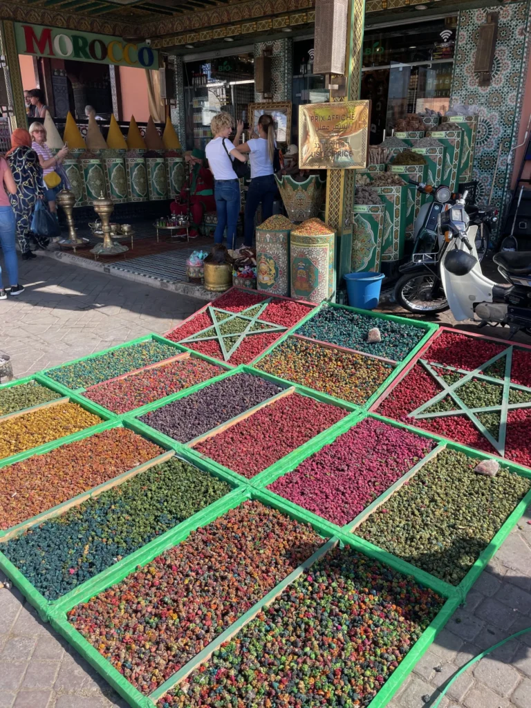 A typical display of spices at the Market near the Medina, Marrakech, Morocco.