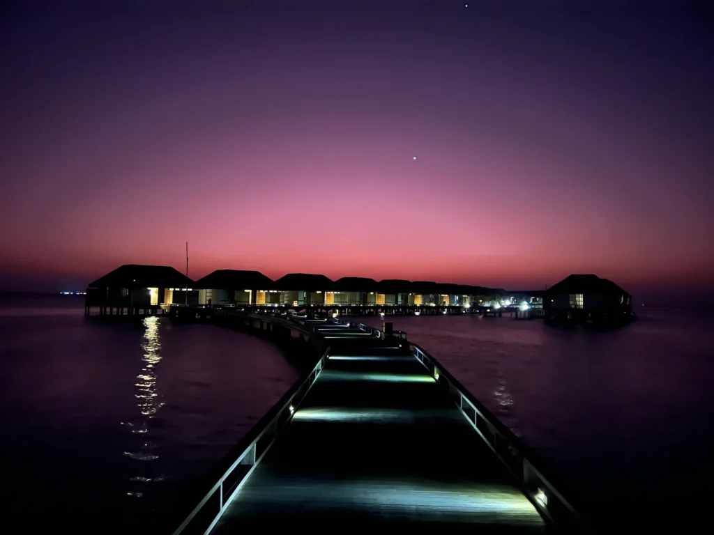 Niva Velassaru Maldives Water Villas at Night