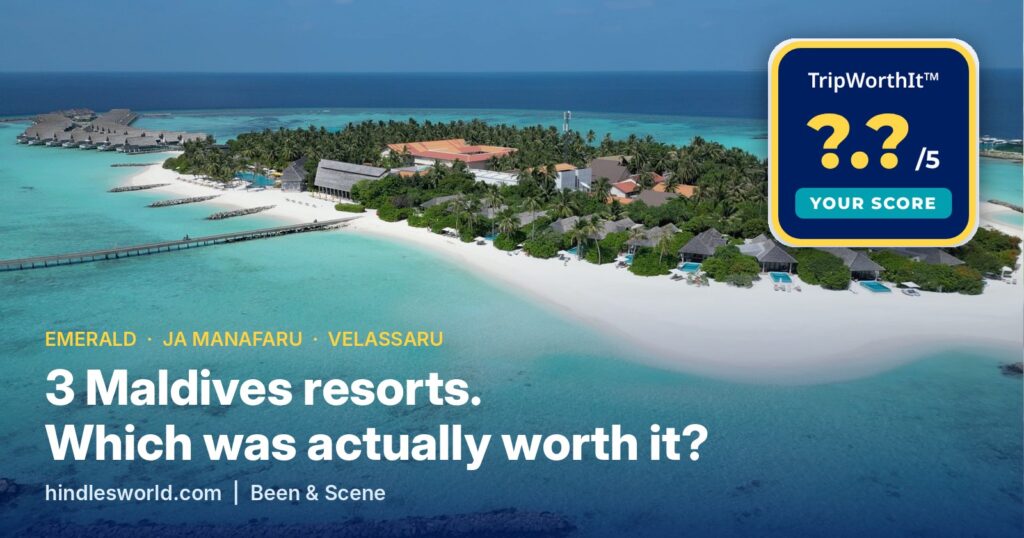 Aerial view of Emerald Faarufushi in Raa Atoll, Maldives, with beach villas, overwater villas and a turquoise lagoon